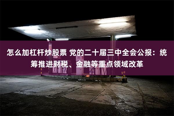 怎么加杠杆炒股票 党的二十届三中全会公报：统筹推进财税、金融等重点领域改革