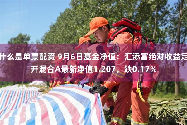 什么是单票配资 9月6日基金净值：汇添富绝对收益定开混合A最新净值1.207，跌0.17%